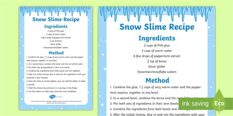 Snow Slime Recipe