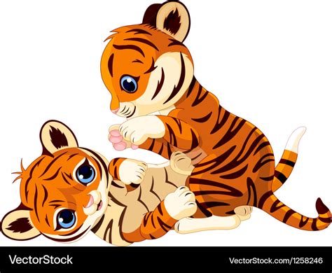 Cute playful tiger cub Royalty Free Vector Image