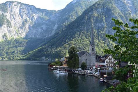 Lake Hallstatt with the Center of Hallstatt Stock Image - Image of ...