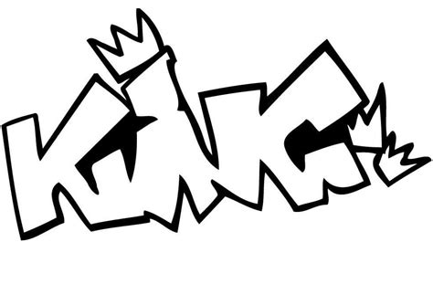 King Graffiti Coloring Page - Free Printable Coloring Pages for Kids