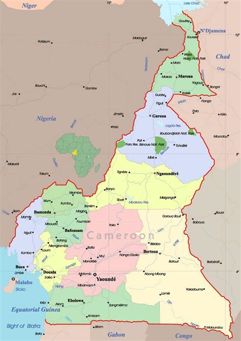 Cameroon cities map - Cameroon map with cities (Middle Africa - Africa)