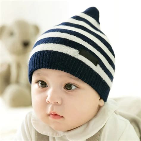 2018 New Baby Hat Cute Striped Warm Baby Boy Winter Hats Newborn Beanie Bonnet Kids Children Cap ...