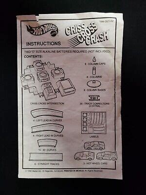 Hot Wheels Criss Cross Crash Instructions Manual Only 1992 Mattel Race Track Toy | eBay