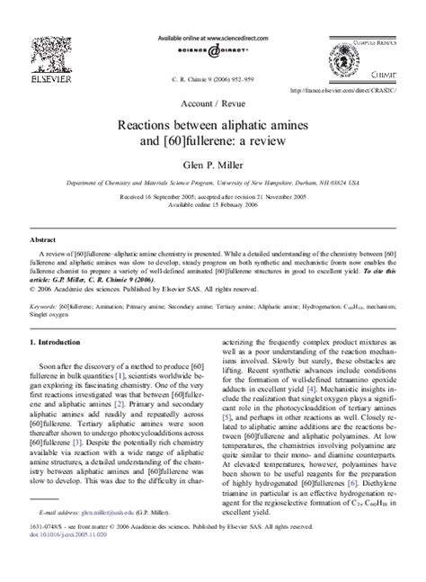 (PDF) Reactions between aliphatic amines and [60]fullerene: a review ...