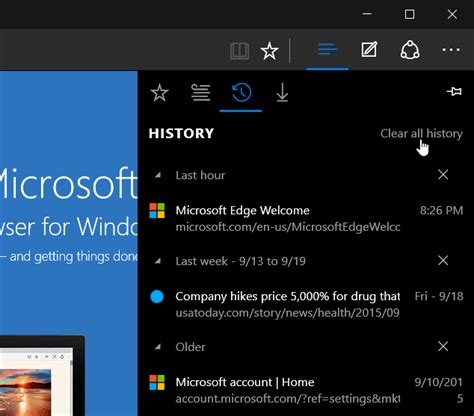 View and Delete Microsoft Edge Browsing History on Windows 10