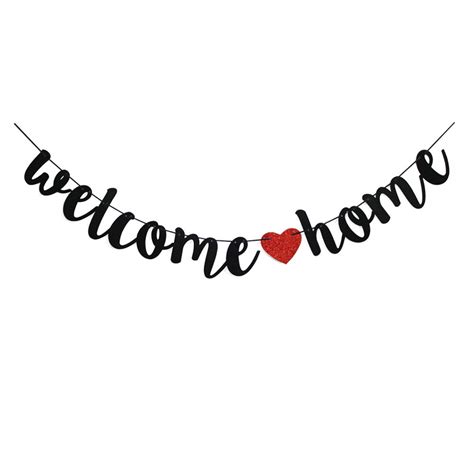 Buy Welcome Home Banner for Home Party Sign Decorations,Red & Black Family Theme Party Supplies ...