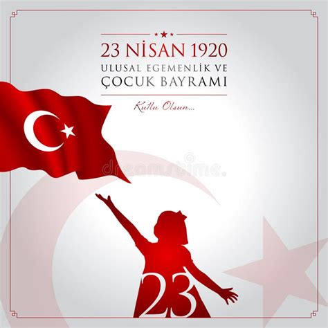 23 April, National Sovereignty and Childrens Day Turkey Celebration Card. Stock Vector ...