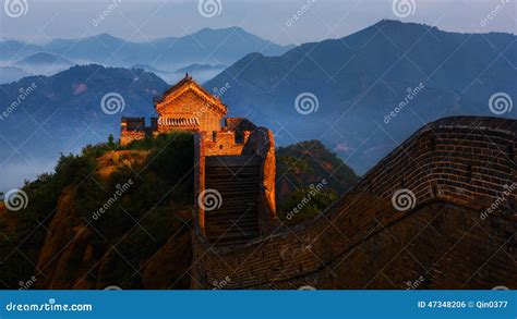 Sunrise Jinshanling Great Wall Stock Photo - Image of military, qing ...