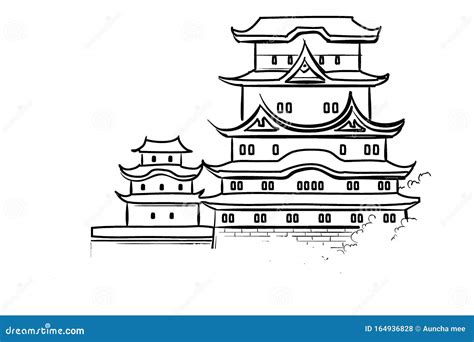 Japan Castle Isolated on White Background. Illustration Design Stock Illustration - Illustration ...