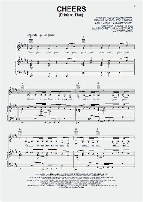 Cheers Piano Sheet Music | OnlinePianist