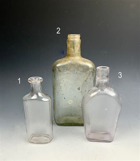 Three Old Vintage Glass Bottles, Collectible Antique Bottles ...