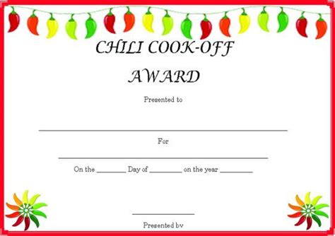 Chili cook off certificate design - divafer