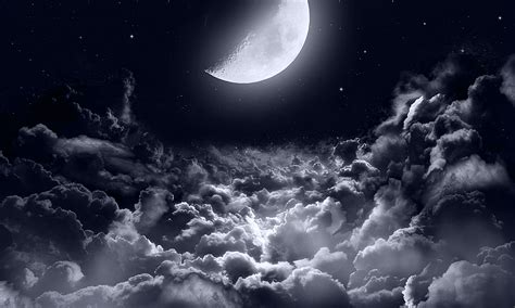 Half Moon Dark Night Wallpaper, HD Nature 4K Wallpapers, Images and ...