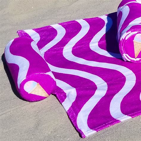 Beach Towel With Attached Pillow (Purple Ice Cream Sprinkles) – Rollee Pollee Preschool Cot and ...