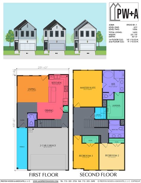 Affordable Two Story Townhouse Plan | Town house plans, Town house ...