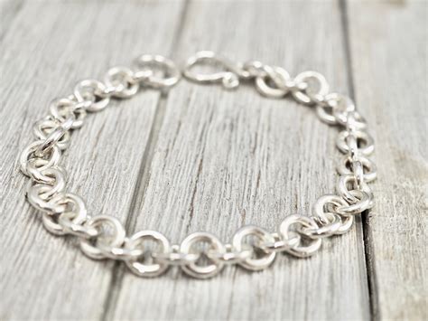 Heavy silver bracelet | Super chunky sterling silver bracelet | Classic silver link bracelet ...