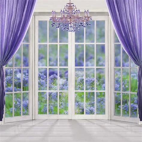 Interior Window Photography Backdrops Vinyl Purple Curtain Crystal ...