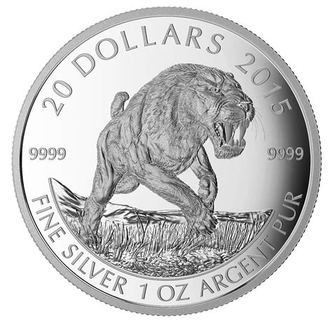 1 oz. Fine Silver Coin - Prehistoric Animals: American Scimitar Sabre-Tooth Cat - Mintage: 7,500 ...