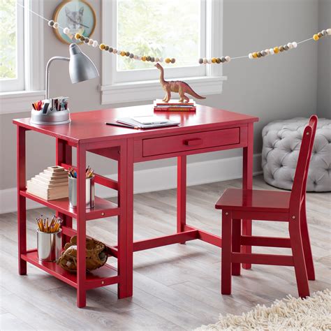 Lipper Writing Workstation Desk and Chair - Red | from hayneedle.com | Work station desk, Bar ...