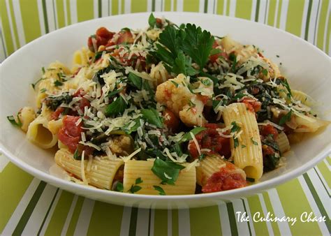 Paccheri Pasta with Cauliflower and Spinach - The Culinary Chase