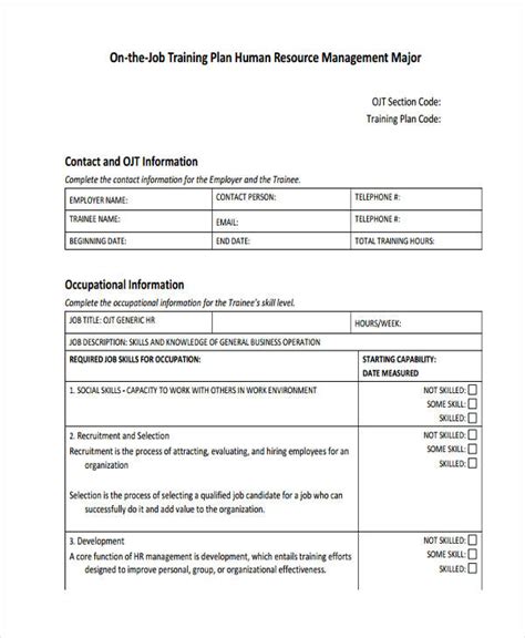 Job Plan - 7+ Examples, Format, Pdf