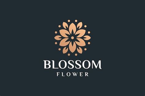 Premium Vector | Blossom flower gold gradient spa logo design