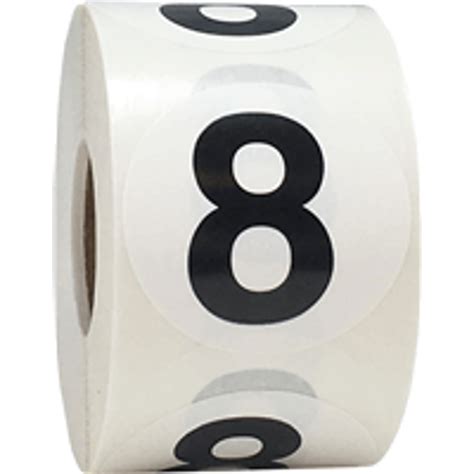 Black Number 8 Circle Stickers | 1.5" Inches Round | 500 Pack - Walmart.com - Walmart.com