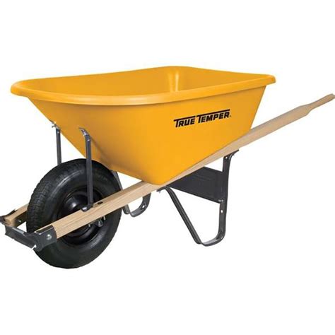 Wheelbarrow 6 Cu. Ft. Poly With Wood Handles True Temper Yellow