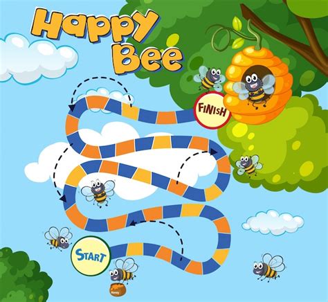 Premium Vector | A bee board game template