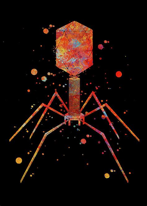 Bacteriophage Art Print Science Art Phage Watercolor Print Bacterial Virus Art Poster Cytology ...