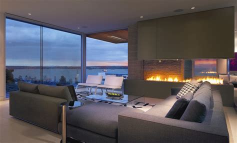 Living Room with a View of the Ocean and of the Fire