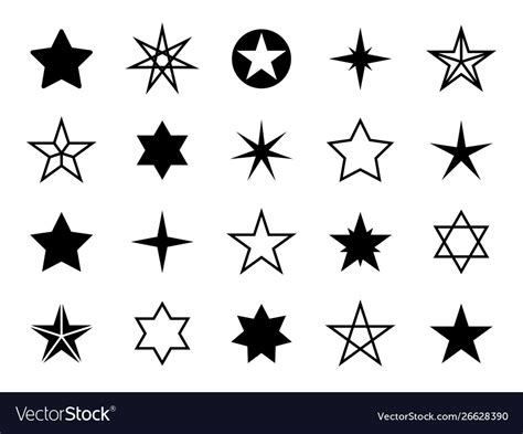 Star shapes set different stars shapes christmas Vector Image