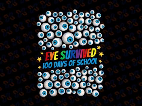 Eye Survived 100th Day of School PNG, Eye Survived 100 Days, 100 Days