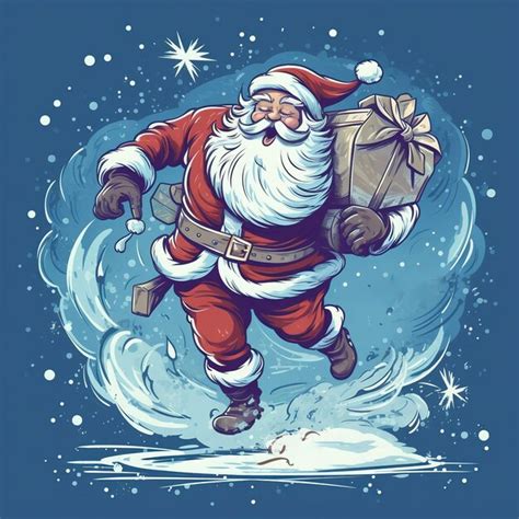 Premium AI Image | A cartoon of santa carrying a bag of presents.