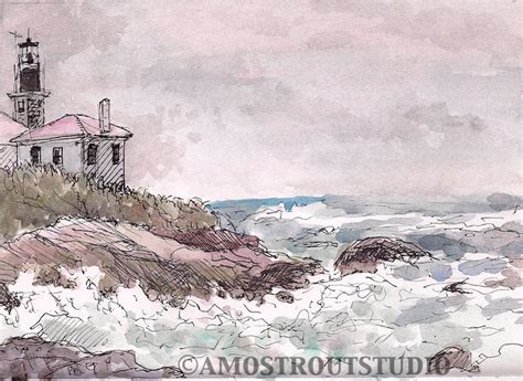 Fine Art Print Ocean Lighthouse Landscape Painting of - Etsy