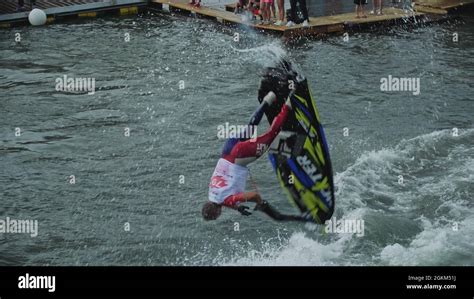 Irkutsk, Russia - August 3 2019: Baikal Jet Fest, BJF. Freestyle jet ...