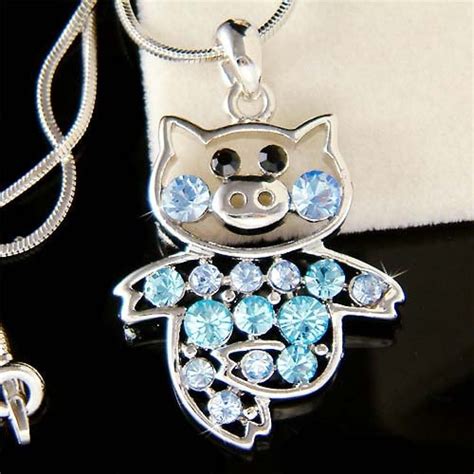 Swarovski Crystal Pink PIG Piggy Piglet Necklace Cute - Etsy