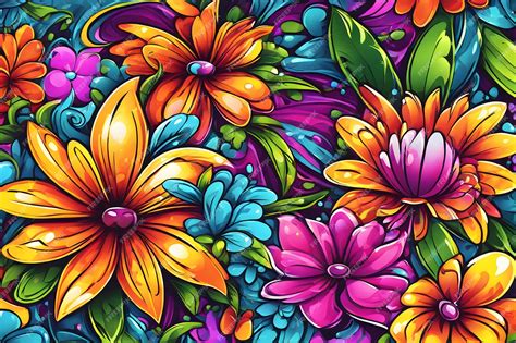 Premium AI Image | Flower Graffiti Wallpaper Graffiti Background Floral ...