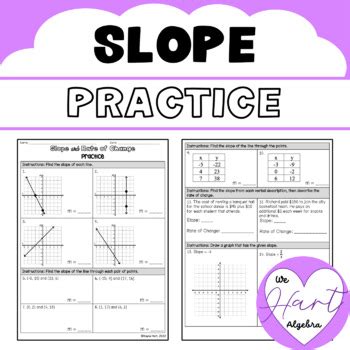 Rate of Change and Slope | Independent Practice Worksheet by We HART Algebra