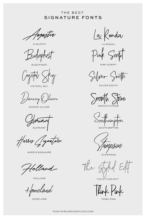 The Best Signature Fonts - Fancy Girl Design Studio | Signature fonts ...