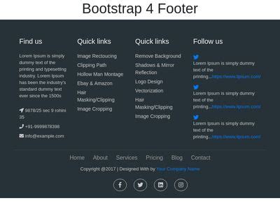 Bootstrap 4 Footer Examples