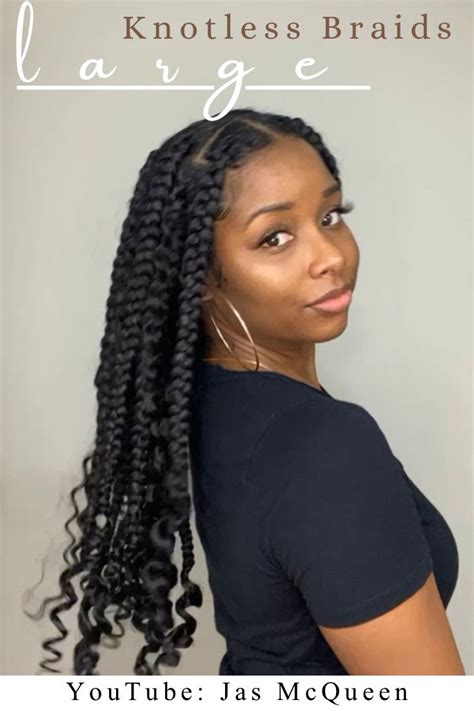 DIY Large Knotless Braids with Curly Ends 2021 | Braids with curls, Box ...