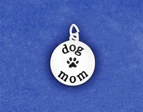 Dog Mom Charm Sterling Silver Plt Pendant Paw Print Handmade Jewelry ...