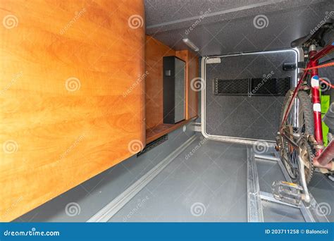 Bicycle Storage Camper Van stock photo. Image of storage - 203711258