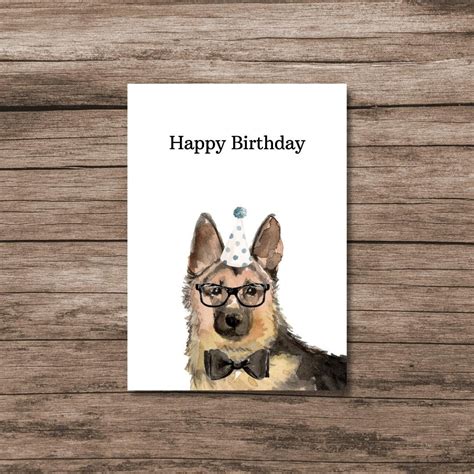 Printable Birthday Card, German Shepherd, Birthday Card From Dog, 7x5 Card, Instant Digital ...