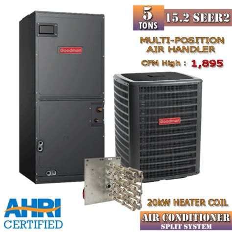 Goodman 5 Ton AC Split System 15.2 SEER2 Multi-Position Air Handler ...