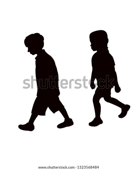 Children Walking Silhouette Vector 스톡 벡터(로열티 프리) 1323568484 | Shutterstock