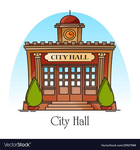 City hall government building in thin line Vector Image