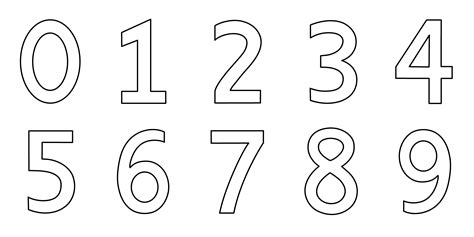 Numbers 0-9 Coloring Page - Free Clip Art