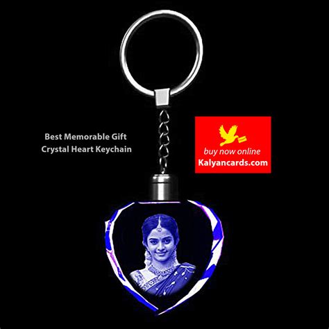 2D Crystal Key chain Heart Shape Crystal Keychains Photos Engraved